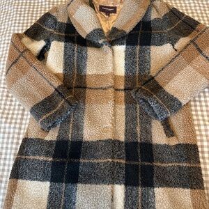 Johnston & Murphy Plaid Sherpa Teddy Jacket - Black, Tan, Cream